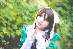 Rating: Safe Score: 0 Tags: 1girl black_hair blurry blurry_background blurry_foreground depth_of_field dress heterochromia lips outdoors solo suiseiseki upper_body User: admin