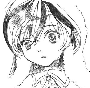 Rating: Safe Score: 0 Tags: 1girl bangs closed_mouth eyebrows_visible_through_hair face fur_trim greyscale image looking_at_viewer monochrome portrait short_hair simple_background solo suiseiseki traditional_media white_background User: admin