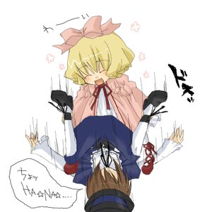Rating: Safe Score: 0 Tags: 2girls ^_^ blonde_hair blush bow brown_hair closed_eyes dress frills hat hina_ichigo hinaichigo image long_sleeves multiple_girls open_mouth pair pink_bow ribbon short_hair smile souseiseki white_legwear User: admin
