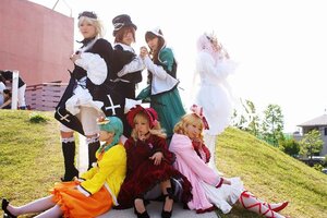 Rating: Safe Score: 0 Tags: animal_ears blonde_hair brown_hair closed_eyes dress hat long_hair multiple_boys multiple_cosplay multiple_girls pink_hair short_hair tagme vest User: admin