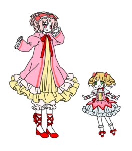 Rating: Safe Score: 0 Tags: 2girls blonde_hair bloomers bow dress drill_hair frills green_eyes hat hina_ichigo hinaichigo image kaname_madoka multiple_girls pink_dress pink_footwear pink_hair red_eyes short_hair solo twintails User: admin