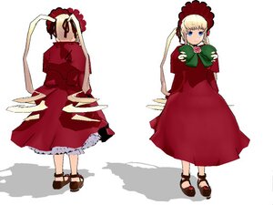 Rating: Safe Score: 0 Tags: 1boy 1girl black_footwear blonde_hair blue_eyes blush bonnet bow dress image long_hair long_sleeves looking_at_viewer red_dress shadow shinku solo standing User: admin