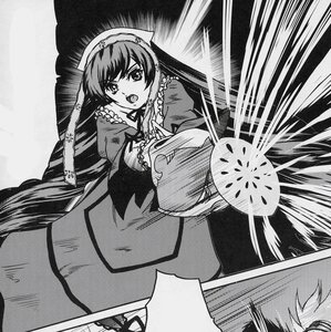 Rating: Safe Score: 0 Tags: 1girl dress frills greyscale hat image long_hair long_sleeves monochrome open_mouth solo suiseiseki User: admin
