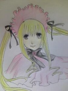 Rating: Safe Score: 0 Tags: 1girl blonde_hair bow bowtie closed_mouth image long_hair looking_at_viewer shinku simple_background solo traditional_media upper_body User: admin