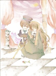 Rating: Safe Score: 0 Tags: 2girls brown_hair closed_eyes curtain_grab curtains dress green_dress hat image long_hair long_sleeves multiple_girls pair ribbon short_hair siblings sisters souseiseki suiseiseki twins very_long_hair User: admin