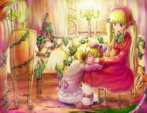 Rating: Safe Score: 0 Tags: 2girls blonde_hair blue_eyes bow closed_eyes curtains dress hina_ichigo hinaichigo image indoors lap_pillow long_hair long_sleeves multiple_girls pair pink_bow pink_dress plant red_dress rozen_maiden ruku_(alicecreation) shinku sitting sleeping table twintails very_long_hair window User: admin