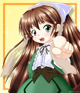 Rating: Safe Score: 0 Tags: 1girl artist_name blush brown_hair chibi dress frills green_dress green_eyes hat head_scarf heterochromia image long_hair long_sleeves minazuki_nanase_(fluorite) open_mouth red_eyes rozen_maiden signature solo sparkle suiseiseki very_long_hair yellow_background User: admin