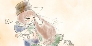 Rating: Safe Score: 0 Tags: >_< blush bow brown_hair closed_eyes hat image long_hair pair souseiseki suiseiseki tate_eboshi top_hat User: admin