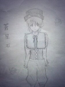 Rating: Safe Score: 0 Tags: 1girl capelet flower hat image long_sleeves looking_at_viewer monochrome rose short_hair skirt solo souseiseki standing traditional_media User: admin
