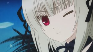 Rating: Safe Score: 0 Tags: 1girl black_ribbon blush close-up closed_mouth hair_ribbon image looking_at_viewer red_eyes ribbon smile solo suigintou User: admin
