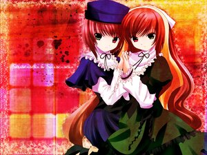 Rating: Safe Score: 0 Tags: 2girls dress frills green_eyes hat head_scarf heterochromia holding_hands image interlocked_fingers long_hair long_sleeves looking_at_viewer multiple_girls pair red_eyes short_hair siblings sisters souseiseki suiseiseki twins very_long_hair User: admin