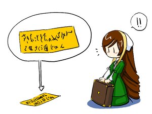 Rating: Safe Score: 0 Tags: 1girl apron bag brown_hair chibi image long_hair solo striped suiseiseki very_long_hair white_background User: admin