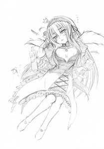 Rating: Safe Score: 0 Tags: 1girl auto_tagged blush breasts cleavage dress full_body greyscale hairband image large_breasts long_hair long_sleeves monochrome solo suigintou wings User: admin
