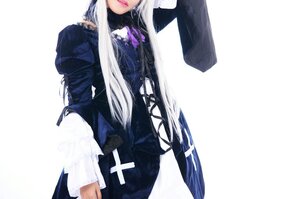 Rating: Safe Score: 0 Tags: 1girl dress head_out_of_frame juliet_sleeves long_hair long_sleeves puffy_sleeves simple_background solo striped suigintou vertical_stripes white_background User: admin