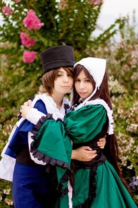 Rating: Safe Score: 0 Tags: 2girls 91076 blurry brown_hair depth_of_field dress green_dress green_eyes hat hug long_hair long_sleeves looking_at_viewer multiple_cosplay multiple_girls outdoors siblings sisters smile souseiseki suiseiseki tagme twins wide_sleeves User: admin