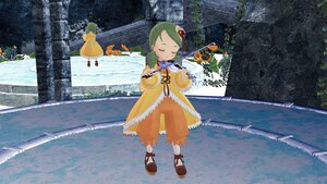 Rating: Safe Score: 0 Tags: 1girl closed_eyes dress green_hair hair_ornament image kanaria long_sleeves outdoors solo standing water waterfall User: admin