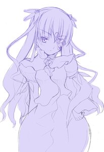 Rating: Safe Score: 0 Tags: 1girl bad_id barasuishou blush dress eyepatch flower hair_ribbon image juliet_sleeves long_hair long_sleeves looking_at_viewer monochrome purple_theme ribbon rose rozen_maiden solo souryuu_(double_dragon) striped vertical-striped_dress vertical_stripes very_long_hair User: admin
