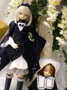 Rating: Safe Score: 0 Tags: 2girls bangs blonde_hair brown_hair closed_eyes cross doll dress flower frills long_hair long_sleeves multiple_dolls multiple_girls rose standing tagme thighhighs User: admin
