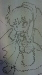 Rating: Safe Score: 0 Tags: 1girl dress frills image long_hair looking_at_viewer monochrome ponytail sketch smile solo suiseiseki traditional_media User: admin