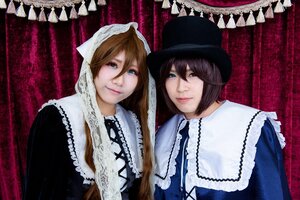 Rating: Safe Score: 0 Tags: 2girls 91076 blue_eyes brown_hair frills hat lips looking_at_viewer multiple_cosplay multiple_girls sisters smile souseiseki suiseiseki tagme twins User: admin