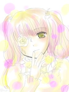 Rating: Safe Score: 0 Tags: 1girl auto_tagged blonde_hair blush flower hair_ornament image kirakishou long_hair looking_at_viewer pink_hair rose smile solo striped striped_background upper_body vertical_stripes User: admin