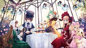 Rating: Safe Score: 0 Tags: auto_tagged blonde_hair bonnet bow brown_hair dress eyebrows_visible_through_hair flower green_dress green_eyes green_hair hat hina_ichigo holding image juliet_sleeves kanaria lolita_fashion long_hair long_sleeves multiple multiple_girls one_eye_closed pink_bow pink_dress red_eyes rose shinku short_hair siblings sisters smile souseiseki suiseiseki tagme twins very_long_hair window User: admin