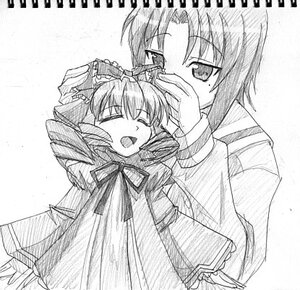 Rating: Safe Score: 0 Tags: 2girls closed_eyes dress drill_hair greyscale hinaichigo image kashiwaba_tomoe long_sleeves monochrome multiple_girls solo User: admin
