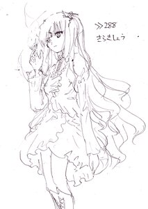 Rating: Safe Score: 0 Tags: 1girl auto_tagged bangs boots dress flower frills greyscale hair_ornament image kirakishou long_hair long_sleeves looking_at_viewer monochrome solo standing striped vertical_stripes very_long_hair User: admin