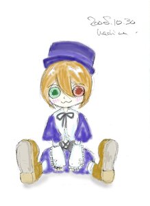 Rating: Safe Score: 0 Tags: 1girl blonde_hair blue_dress dress full_body green_eyes hat heterochromia image long_sleeves pantyhose red_eyes sitting solo souseiseki top_hat white_background User: admin