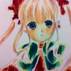 Rating: Safe Score: 0 Tags: 1girl :o blonde_hair blood blue_eyes blush image long_sleeves photo shinku simple_background solo traditional_media upper_body white_background User: admin