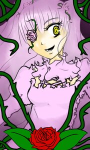 Rating: Safe Score: 0 Tags: 1girl dress flower image kirakishou leaf long_hair plant plant_girl red_flower red_rose rose smile solo thorns vines yellow_eyes User: admin