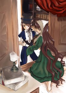 Rating: Safe Score: 0 Tags: 2girls barefoot blue_dress book brown_hair dress green_dress green_eyes hat image kneeling long_hair long_sleeves multiple_girls pair short_hair siblings sisters souseiseki suiseiseki top_hat twins very_long_hair User: admin