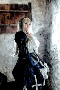 Rating: Safe Score: 0 Tags: 1girl bangs blonde_hair blunt_bangs dress lips long_hair looking_at_viewer realistic ribbon snow snowing solo standing suigintou User: admin