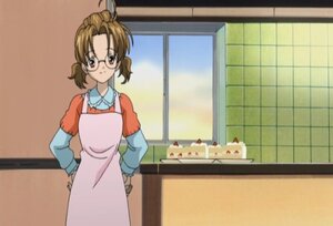 Rating: Safe Score: 0 Tags: 1girl apron auto_tagged brown_eyes brown_hair food fruit glasses human indoors kitchen long_sleeves oven_mitts pink_apron sakurada_nori screenshot solo strawberry User: admin