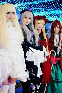 Rating: Safe Score: 0 Tags: 4girls 5girls blonde_hair blue_eyes boots bow brown_hair dress flower frills green_eyes hat long_hair multiple_cosplay multiple_girls rose shinku short_hair souseiseki suigintou tagme User: admin