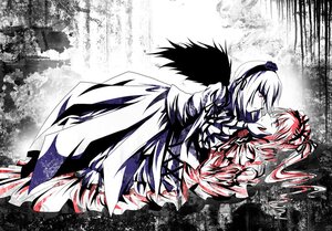 Rating: Safe Score: 0 Tags: 2girls dress hairband image monochrome multiple_girls pair shinku short_hair spot_color suigintou wings User: admin