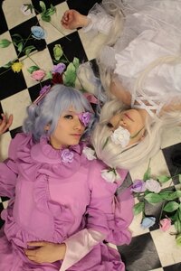 Rating: Safe Score: 0 Tags: 2girls argyle argyle_background argyle_legwear blonde_hair board_game checkered checkered_background checkered_floor chess_piece dark_skin dress eyepatch flower lips long_hair multiple_cosplay multiple_girls perspective pink_flower pink_rose rose silver_hair tagme tile_floor tiles white_hair white_rose yellow_flower User: admin