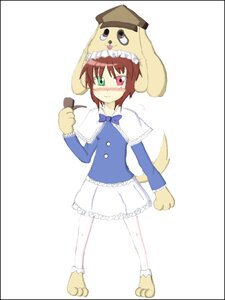 Rating: Safe Score: 0 Tags: 1girl blush bow brown_hair green_eyes hat heterochromia image letterboxed red_eyes short_hair solo souseiseki striped tail User: admin