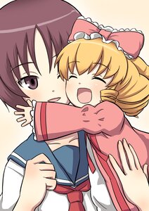 Rating: Safe Score: 0 Tags: 2girls ^_^ aka_(s3637) blonde_hair blue_sailor_collar blush bow brown_eyes brown_hair closed_eyes commentary_request drill_hair hair_bow happy hina_ichigo hinaichigo hug image kashiwaba_tomoe long_sleeves multiple_girls one_eye_closed open_mouth photoshop_(medium) pink_bow rozen_maiden sailor_collar school_uniform serafuku short_hair smile solo User: admin