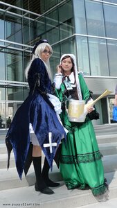 Rating: Safe Score: 0 Tags: 2girls black_legwear boots dress green_dress high_heels indoors long_hair multiple_cosplay multiple_girls standing tagme white_hair User: admin