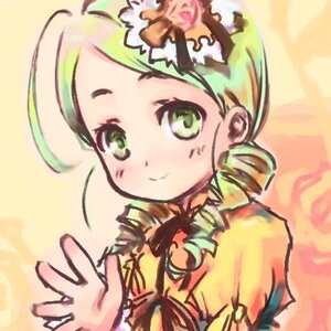 Rating: Safe Score: 0 Tags: 1girl ahoge blush closed_mouth crown drill_hair flower green_eyes green_hair hair_ornament image kanaria long_sleeves looking_at_viewer smile solo upper_body User: admin