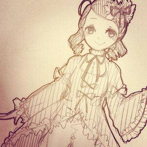 Rating: Safe Score: 0 Tags: 1girl brown_background closed_mouth dress drill_hair flower frills hair_flower hair_ornament image kanaria long_sleeves monochrome ribbon simple_background sleeves_past_wrists smile solo twin_drills twintails User: admin