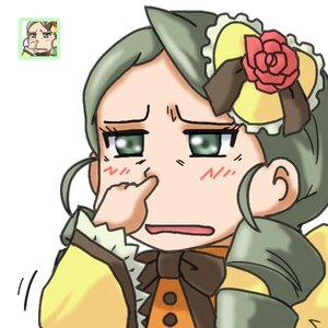 Rating: Safe Score: 0 Tags: 1girl anger_vein flower green_eyes green_hair hair_ornament image kanaria open_mouth rose simple_background solo upper_body User: admin
