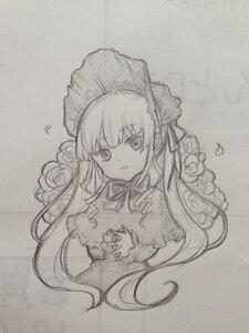 Rating: Safe Score: 0 Tags: 1girl bangs eyebrows_visible_through_hair flower greyscale image long_hair long_sleeves looking_at_viewer monochrome parted_lips photo shinku solo traditional_media upper_body User: admin