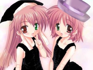 Rating: Safe Score: 0 Tags: 2girls :d blush green_eyes hat heterochromia image index_finger_raised long_hair looking_at_viewer multiple_girls open_mouth pair pink_hair red_eyes siblings sisters smile souseiseki suiseiseki twins upper_body User: admin