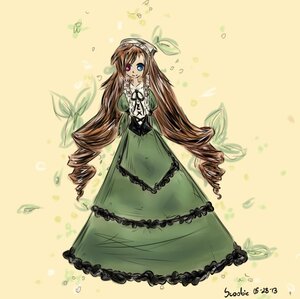 Rating: Safe Score: 0 Tags: 1girl auto_tagged blue_eyes brown_hair dress drill_hair frills full_body green_dress heterochromia image long_hair long_sleeves looking_at_viewer solo suiseiseki twin_drills twintails very_long_hair watering_can yellow_background User: admin