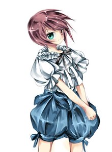Rating: Safe Score: 0 Tags: 1girl brown_hair green_eyes heterochromia image looking_at_viewer puffy_short_sleeves puffy_sleeves red_eyes ribbon short_hair short_sleeves shorts simple_background smile solo souseiseki striped vertical_stripes white_background User: admin