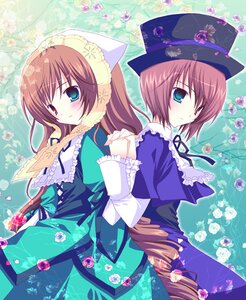 Rating: Safe Score: 0 Tags: 2girls blush brown_hair commentary_request dress flower frills green_dress hat heterochromia holding_hands image interlocked_fingers long_hair long_sleeves looking_at_viewer multiple_girls pair red_eyes rose rozen_maiden shirogane_hina short_hair siblings sisters souseiseki suiseiseki top_hat twins very_long_hair User: admin
