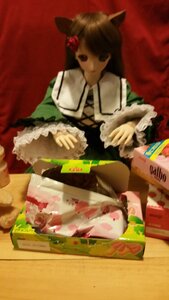 Rating: Safe Score: 0 Tags: 1girl animal_ears bangs black_eyes brown_hair doll dress flower frills hair_ornament long_hair long_sleeves rose sitting solo suiseiseki User: admin