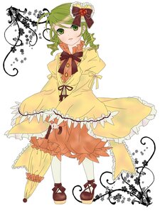 Rating: Safe Score: 0 Tags: 1girl bow closed_umbrella dress drill_hair flower frills green_eyes green_hair hair_ornament hat image kanaria pantyhose rose short_hair solo striped twin_drills umbrella User: admin